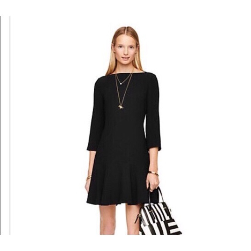 Kate Spade Crepe Flounce Black Dress